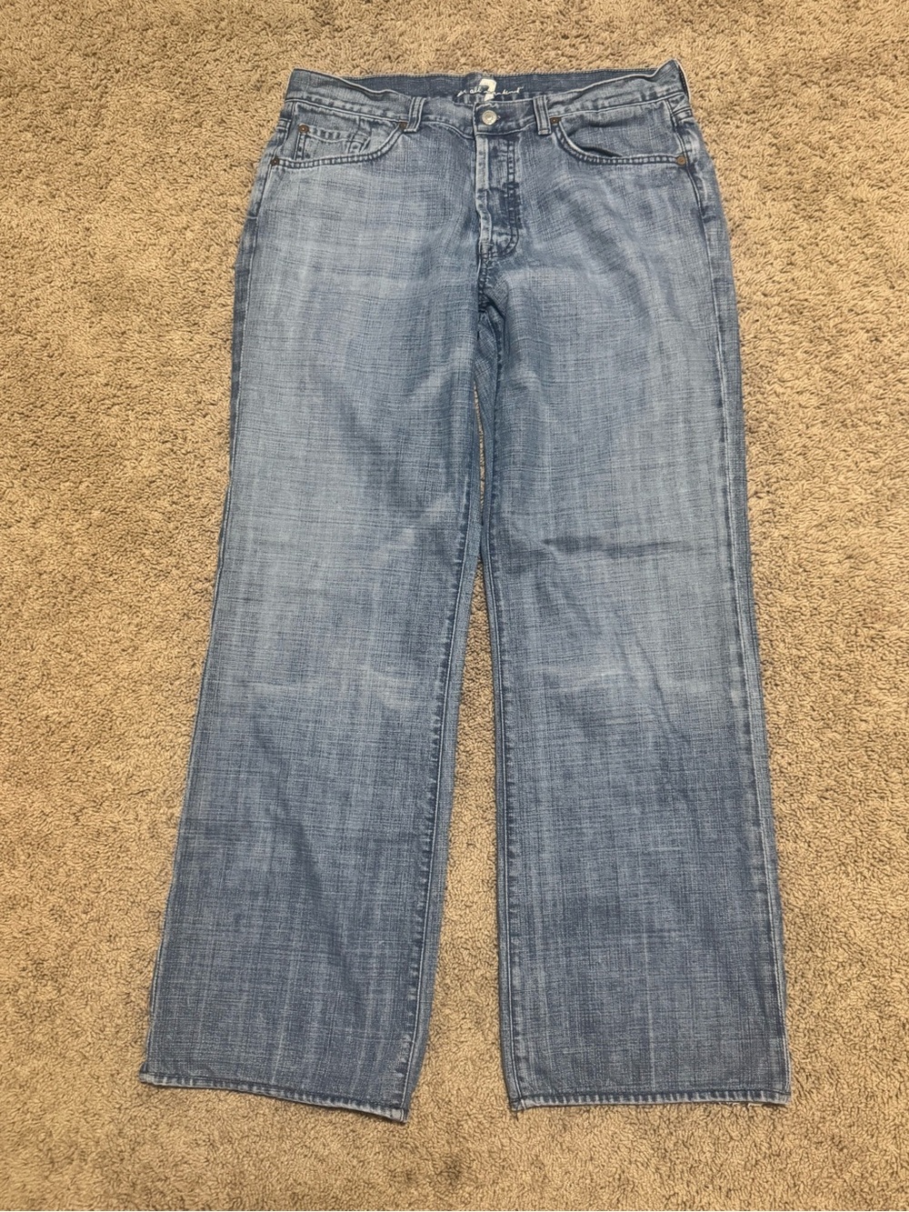 7 for All Mankind 34x31 Classic Straight-Leg Men's Jeans in Light Blue